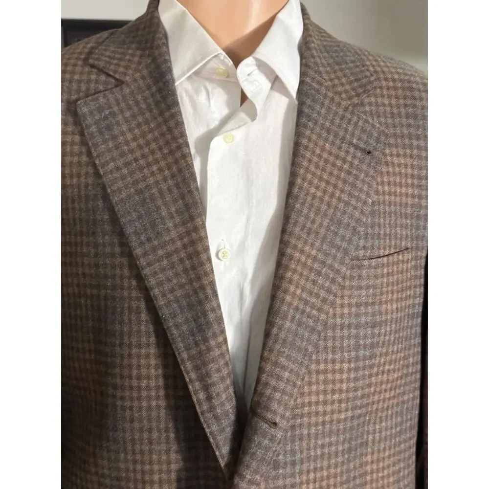 Brunello cucinelli Brown Rust Checked Blazer Sport Jacket Tweed Cashmere 50/40R